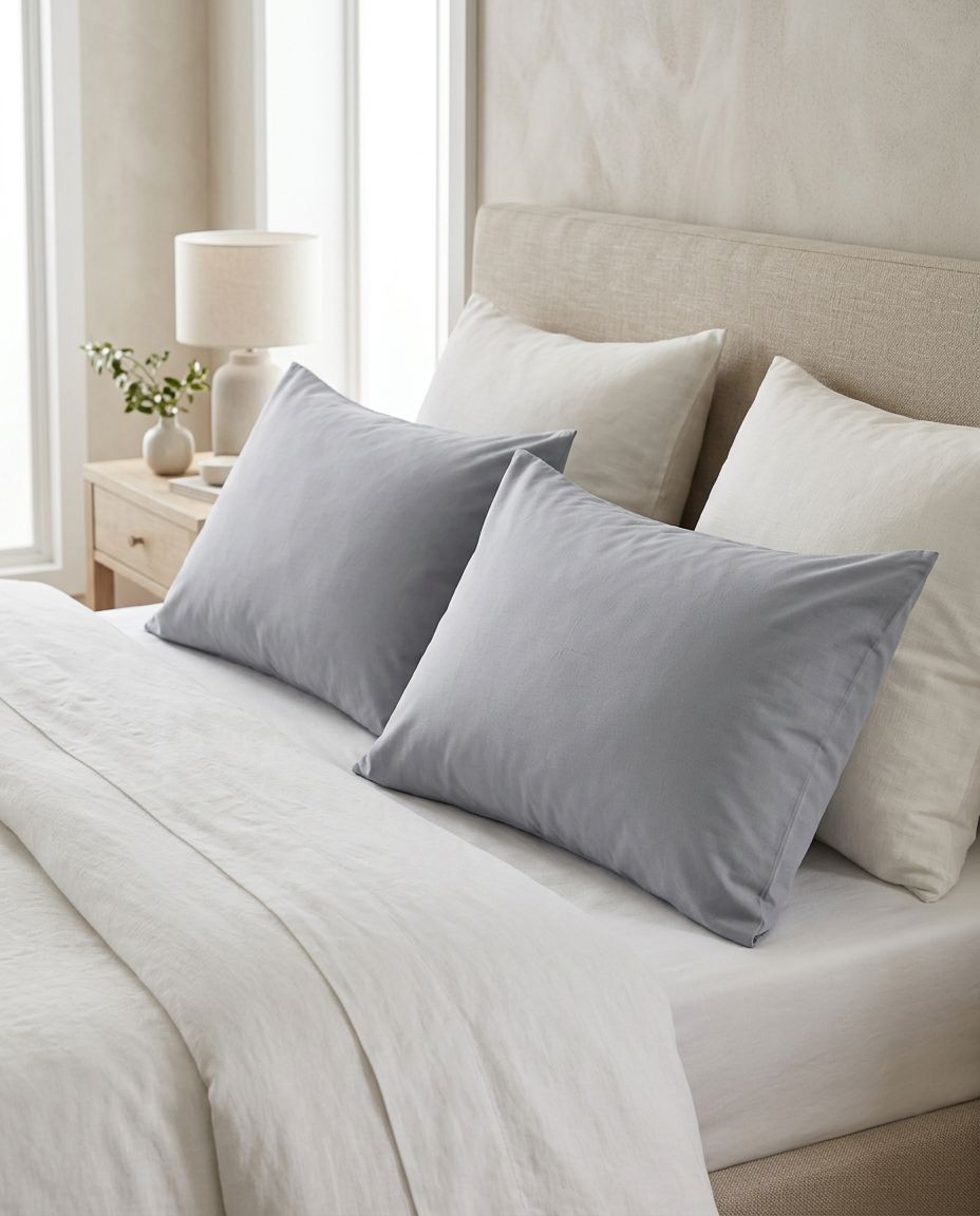 Taies d’oreiller LAURENCE MOREN grises — lot de 2