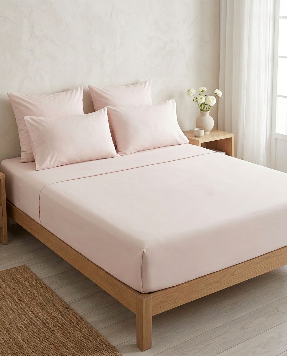 Drap-housse MADAME DECO rose pâle