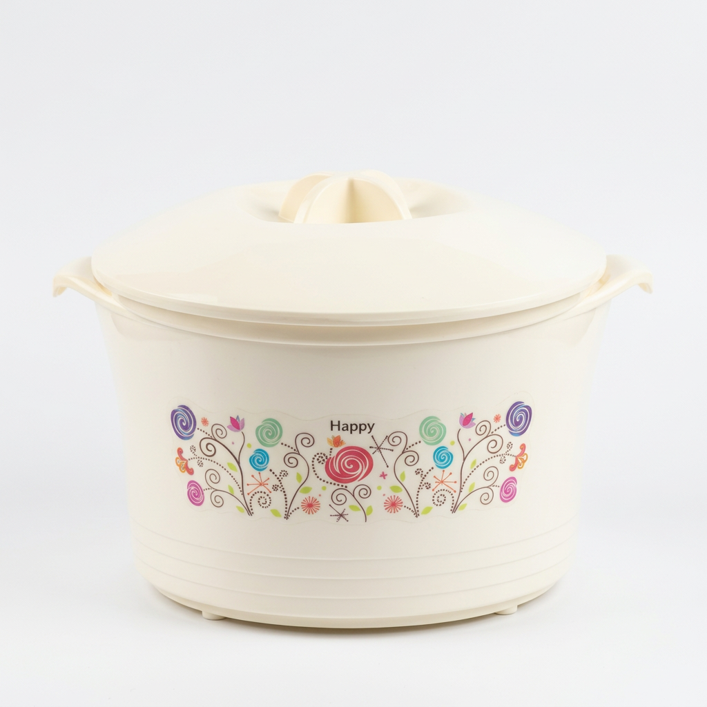 Pot de service blanc Happy à fleurs multicolores