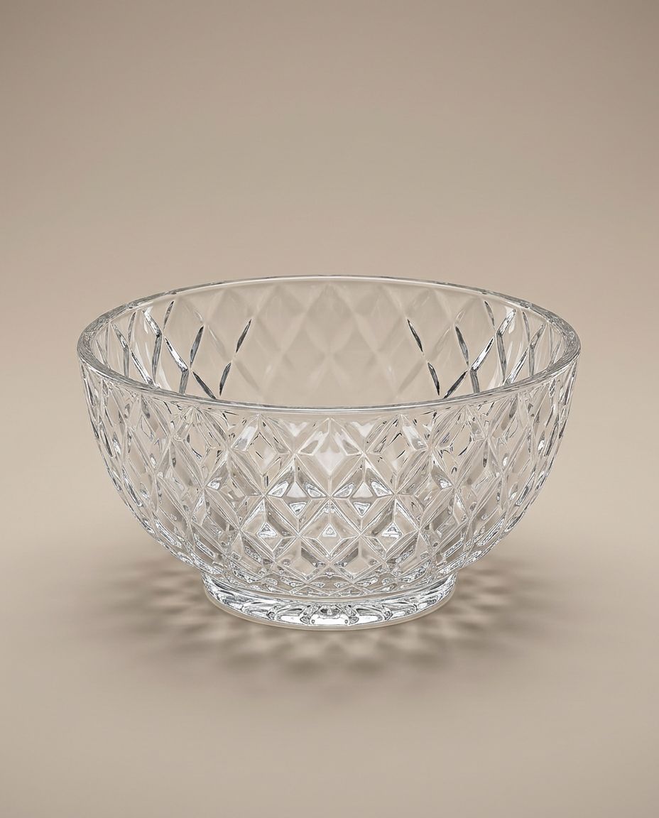 Saladier en verre facetté