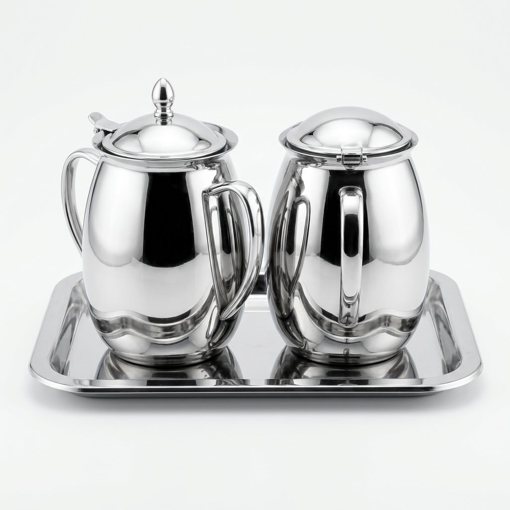 Service de deux carafes argentées sur plateau