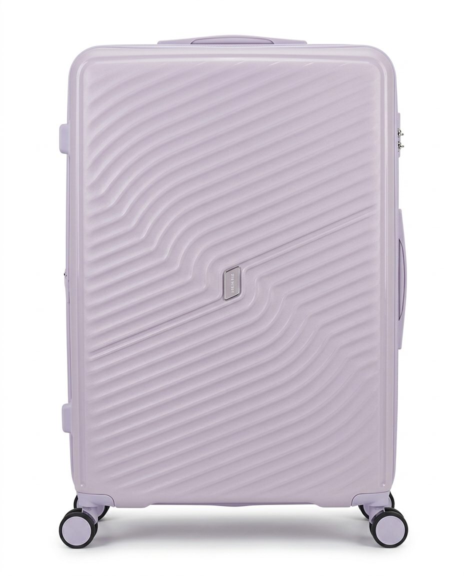Valise rigide lilas à rainures diagonales